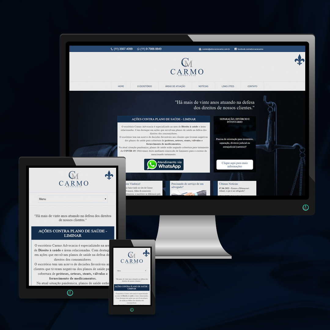 Website responsivo desenvolvido para a Advocacia Carmo
